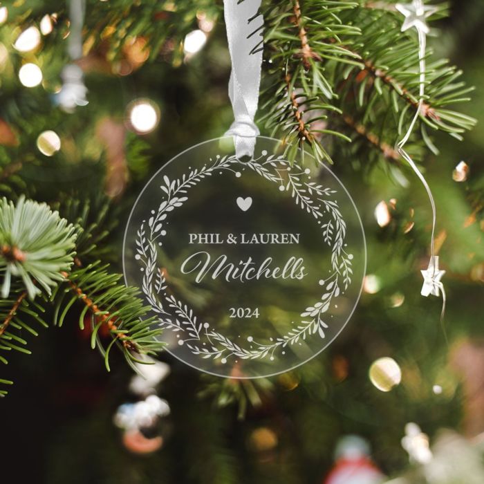 Personalised Ornaments with Wreath and Text
