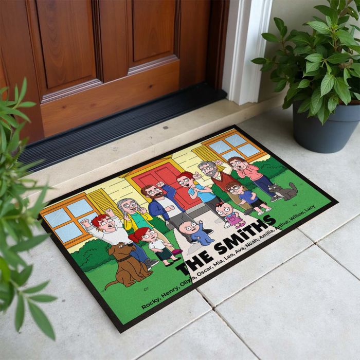 Personalised Doormat with Cartoon Family