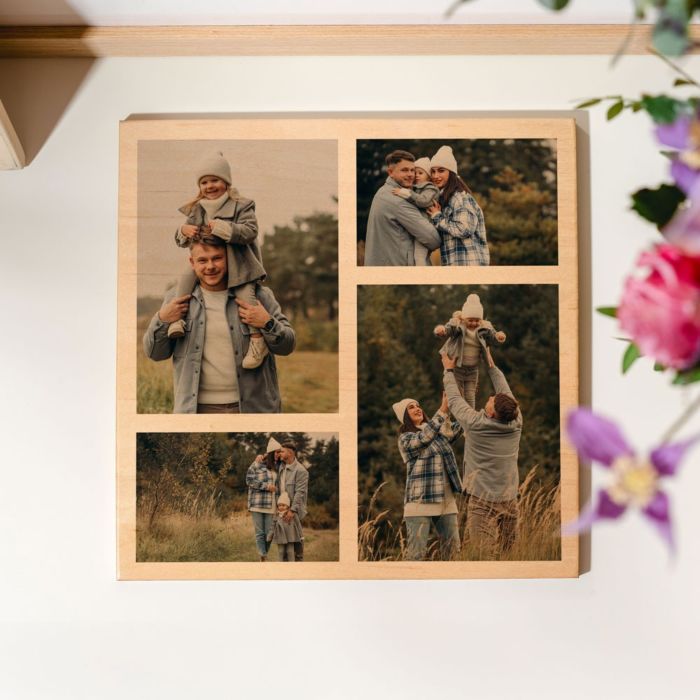 Personalised Wood Print With 4 Photos