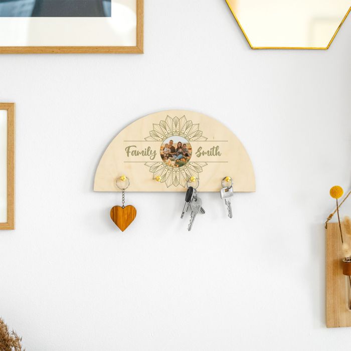 Personalised Mandala Key Hanger With Photo